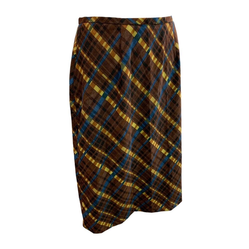 Size 10 CLIO Vintage 1980s‎ A-Line Skirt Plaid Side Zip Made in USA